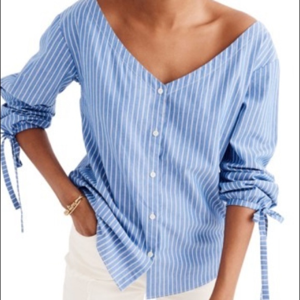 〰️ Madewell Button Up Striped Shirt 〰️ - Picture 1 of 3